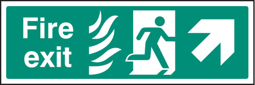 Fire exit - arrow up right HTM - Safety Sign