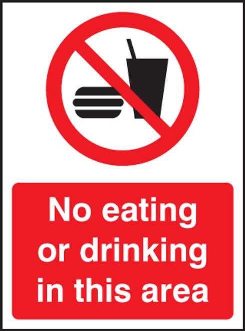 No eating or drinking in this area - Safety Sign