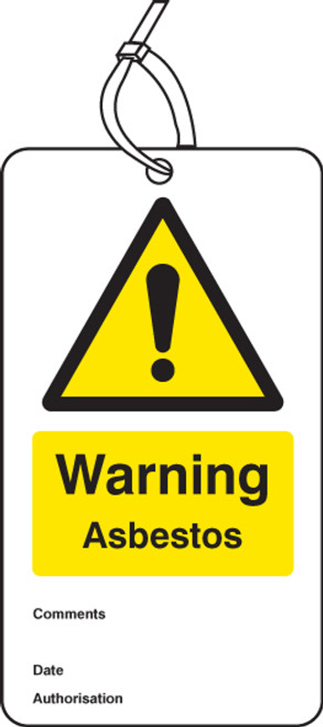 Warning asbestos double sided safety tags (pack of 10) Warning asbestos double sided safety tags (pack of 10)