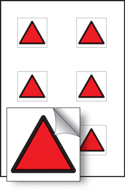Red triangle vibration safety 25x25mm - sheet of 6 self adhesive - Safety Sign Red triangle vibration safety 25x25mm - sheet of 6 self adhesive - Safety Sign