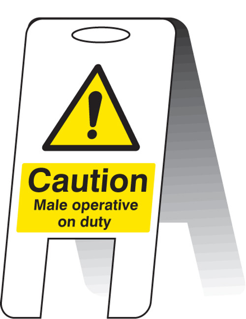 Caution male operative on duty (self standing folding sign) - Safety Sign