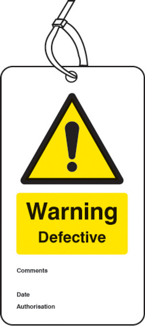Warning defective double sided safety tags (pack of 10) Warning defective double sided safety tags (pack of 10)