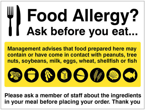 Food Allergy Notice - Safety Sign