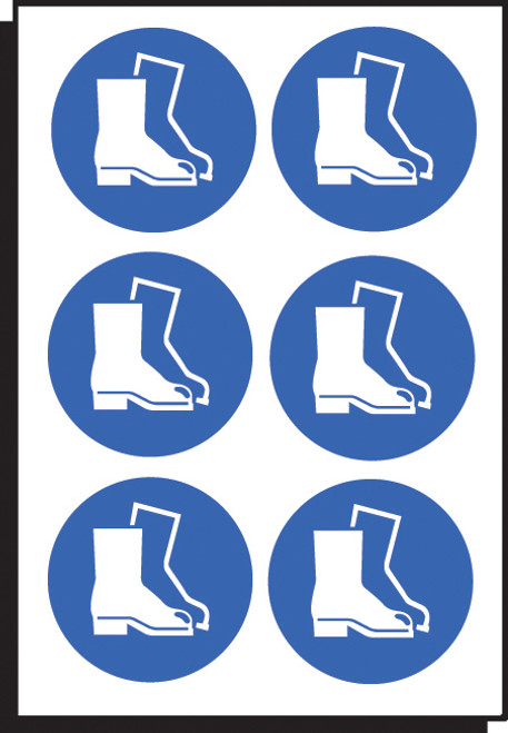 Safety boots symbol 50mm dia - sheet of 6 - Safety Sign