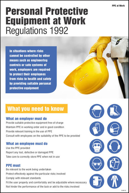 Personal protective equipment regulations 1992 poster - Safety Sign