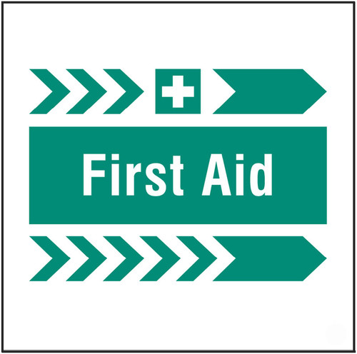 First aid, arrow right site saver sign 400x400mm - Safety Sign