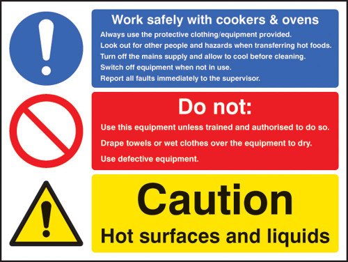 Work Safety With Cookers & Ovens - Safety Sign