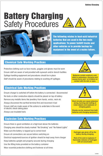 Battery charging safety checklist poster - Safety Sign Battery charging safety checklist poster - Safety Sign