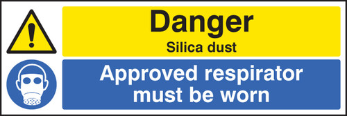 Danger silica dust Approved respirator must be worn - Safety Sign