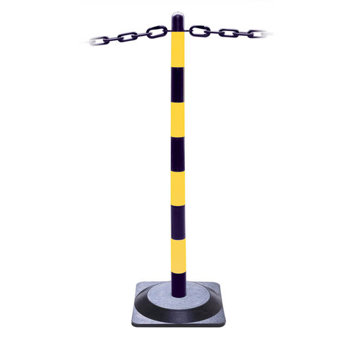 Universal chain post black & yellow c/w 3kg base 870mm high Universal chain post black & yellow c/w 3kg base 870mm high
