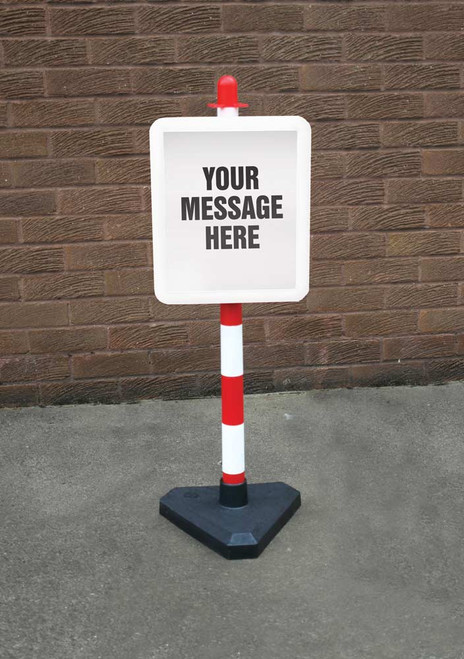 Bespoke sign in white frame on post c/w base - Safety Sign Bespoke sign in white frame on post c/w base - Safety Sign