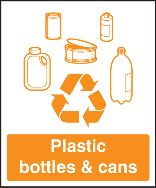 Plastic bottles & cans recycling - Safety Sign