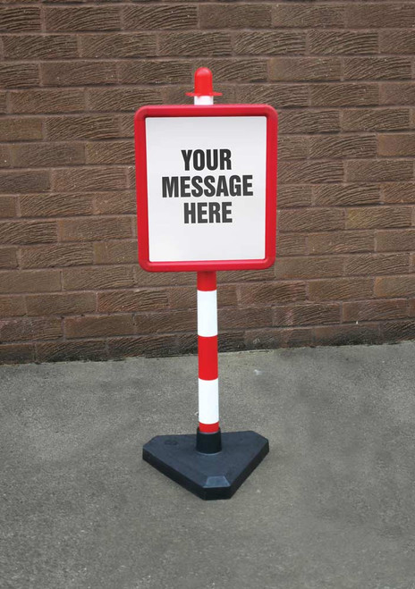 Bespoke sign in red frame on post c/w base - Safety Sign Bespoke sign in red frame on post c/w base - Safety Sign