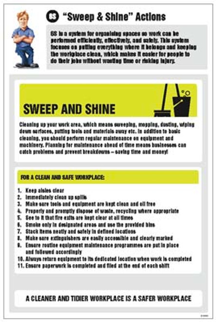 6S Sweep & Shine Actions Information Poster 400x600mm rigid plastic - Safety Sign 6S Sweep & Shine Actions Information Poster 400x600mm rigid plastic - Safety Sign