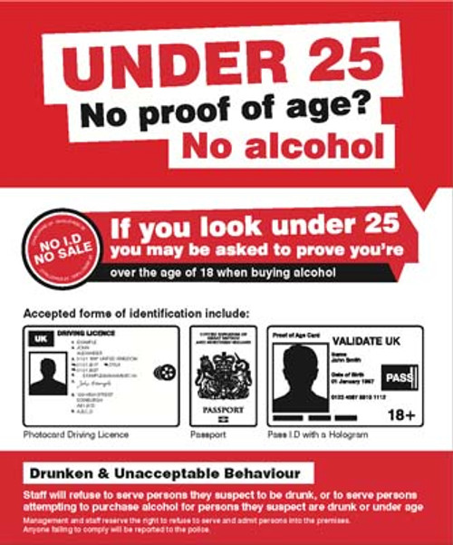 No proof of age No alcohol - Safety Sign No proof of age No alcohol - Safety Sign