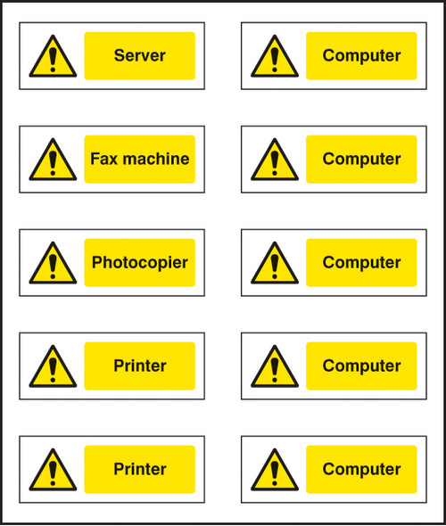 Office labels (various machinery) sheet of 10 labels 40x18mm - Safety Sign Office labels (various machinery) sheet of 10 labels 40x18mm - Safety Sign
