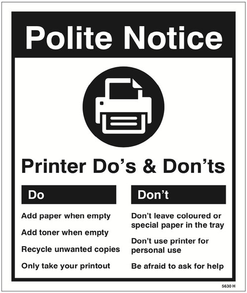 Printer - Do's & Dont's - Safety Sign