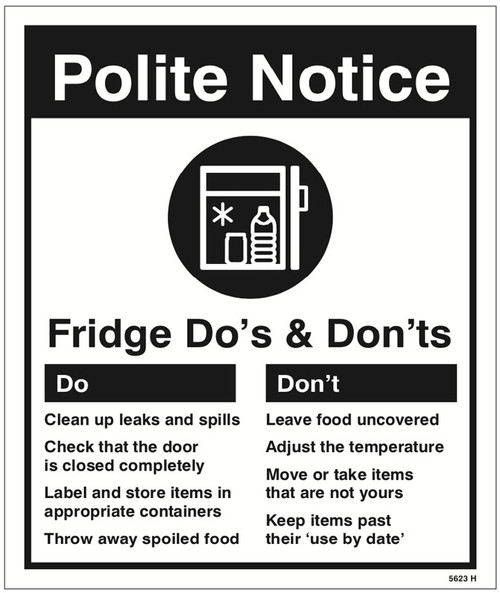 Refrigerator - Do's & Dont's - Safety Sign