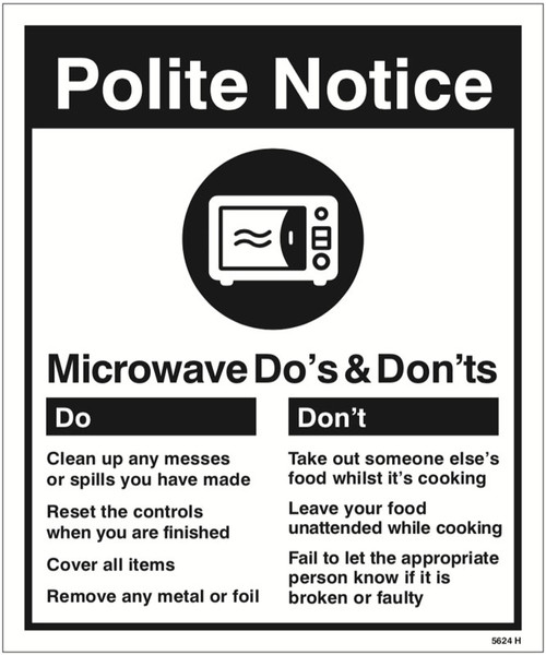 Microwave - Do's & Dont's - Safety Sign