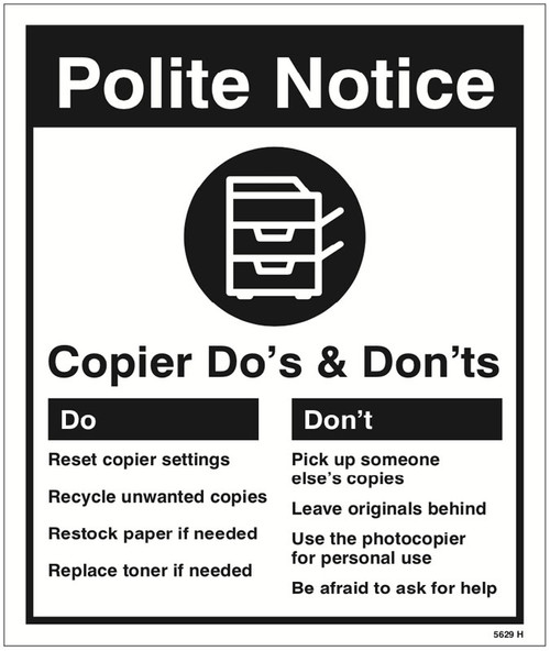 Photocopier - Do's & Dont's - Safety Sign