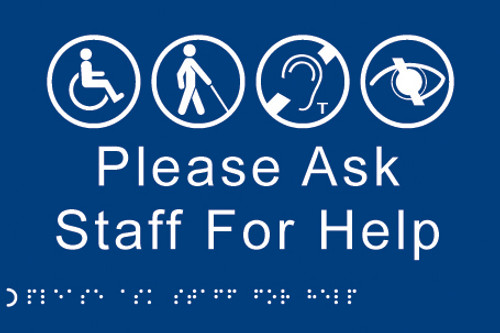 Braille - Please ask staff for help - Safety Sign Braille - Please ask staff for help - Safety Sign