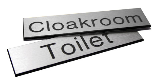 Engraved Sign with adhesive backing - 35x70mm dia Black text on aluminium effect - Safety Sign Engraved Sign with adhesive backing - 35x70mm dia Black text on aluminium effect - Safety Sign