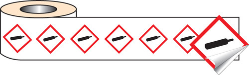 250 Self Adhesive labels 100x100mm GHS Label - Compressed Gas