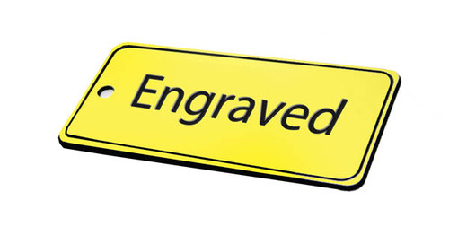 78x150mm Key fob rectangle - Black text on yellow 78x150mm Key fob rectangle - Black text on yellow