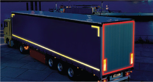 Yellow lorry marking contour tape 51mmx50m (curtain vehicle)