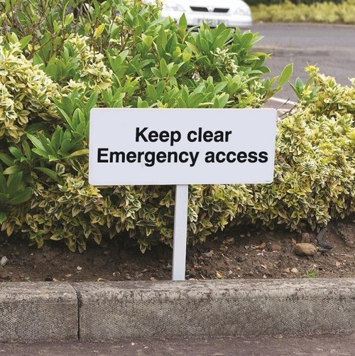 Keep clear emergency access verge sign 450x150mm (post 800mm) - Safety Sign Keep clear emergency access verge sign 450x150mm (post 800mm) - Safety Sign