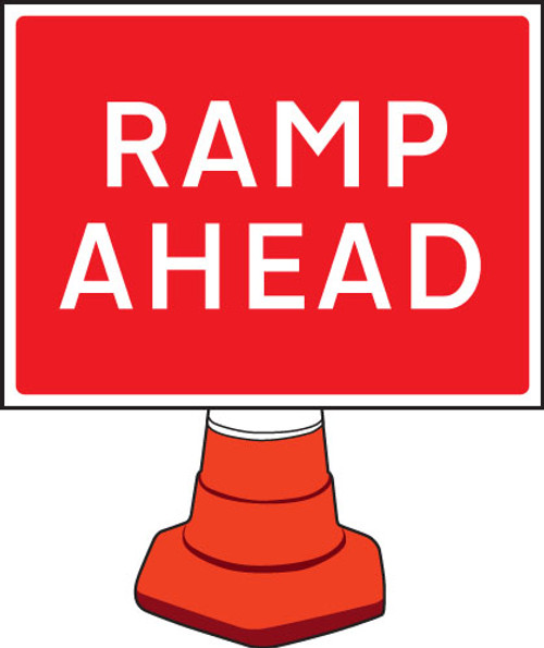 Ramp ahead cone sign 600x450mm - Safety Sign