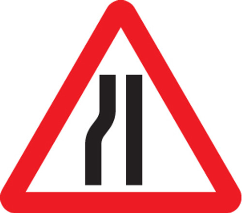 Road Narrows Left Side Class Ra1 600mm Tri - Safety Sign