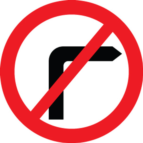 No right turn Class R2 Permanent 600mm Dia (3mm aluminium composite) - Safety Sign No right turn Class R2 Permanent 600mm Dia (3mm aluminium composite) - Safety Sign