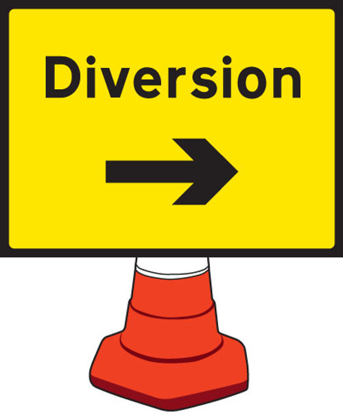 Diversion right cone sign 600x450mm - Safety Sign Diversion right cone sign 600x450mm - Safety Sign