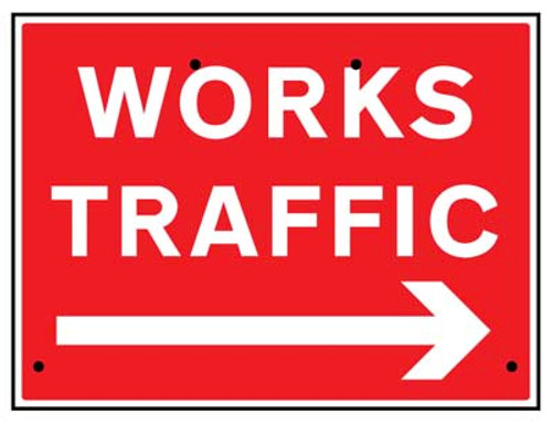 Works traffic arrow right, 600x450mm Re-Flex Sign (3mm reflective polypropylene) - Safety Sign
