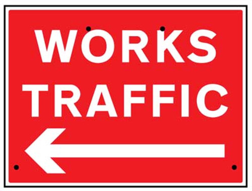 Works traffic arrow left, 600x450mm Re-Flex Sign (3mm reflective polypropylene) - Safety Sign