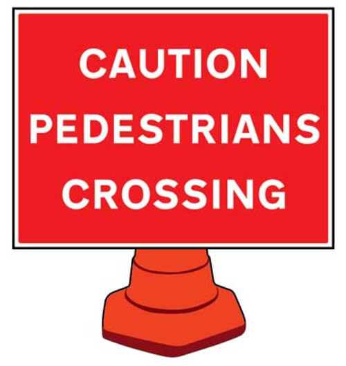 Caution pedestrians crossing reflective cone sign 600x450mm (cone not included) - Safety Sign Caution pedestrians crossing reflective cone sign 600x450mm (cone not included) - Safety Sign