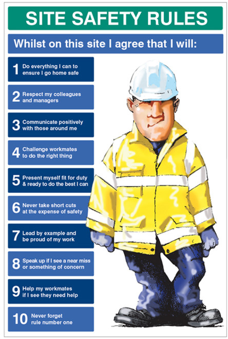 Site Safety Rules Whilst On Site I Agree To 600X900 5mm PVC - Safety Sign