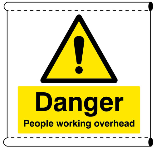 Scaffold Banner - Danger People working overhead (c/w loops) - Safety Sign Scaffold Banner - Danger People working overhead (c/w loops) - Safety Sign