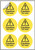 Caution hot water 65mm dia - sheet of 6 - Safety Sign