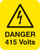 Danger 415 Volts Sheet Of 25 Labels 40X50mm - Safety Sign