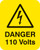 Danger 110 volts Sheet of 25 labels 40x50mm - Safety Sign
