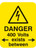 Danger 415 volts <-exists between-> Sheet of 25 labels 40x50mm - Safety Sign