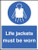 Life jackets must be worn - Safety Sign