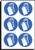 Hand protection symbol 50mm dia - sheet of 6 - Safety Sign