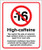 We restrict the sale of high caffeine drinks to customers aged 16 or over - Safety Sign