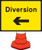 Diversion left cone sign 600x450mm - Safety Sign