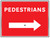 Pedestrians with reversible arrow 600x450mm aluminium sign with wing nut and arrow - Safety Sign