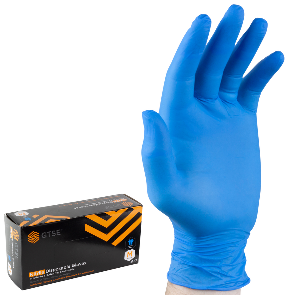 GTSE Blue Nitrile Gloves Latex & Powder Free (Box of 100)