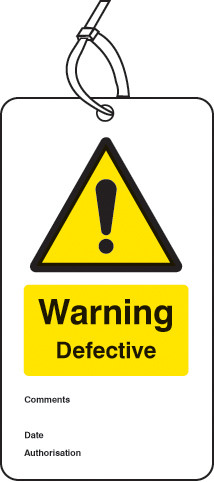 Warning Defective Double Sided Safety Tags (Pack Of 10) - GTSE UK